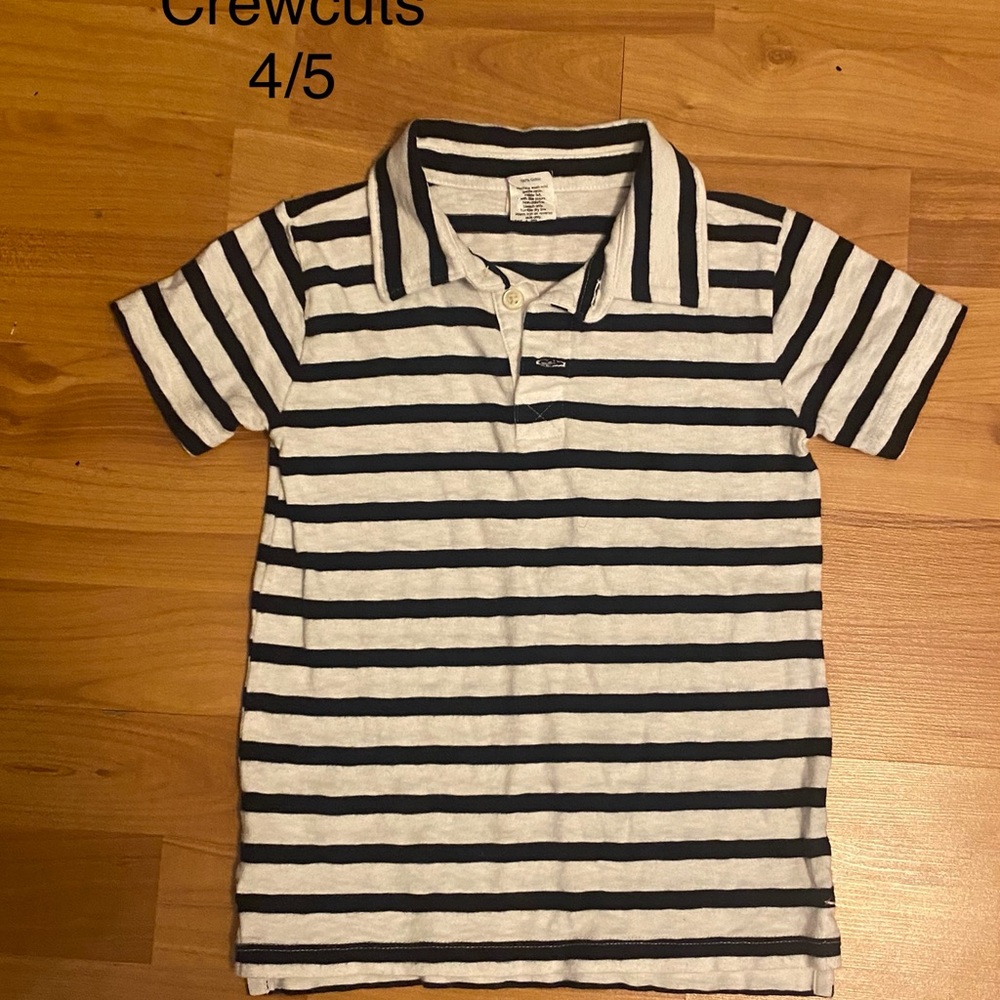 Crewcuts Striped Polo in Navy and White